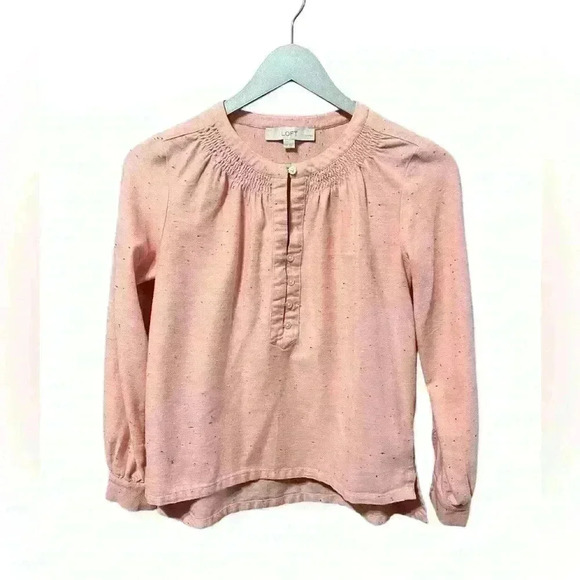 LOFT Pink Speckled Popover Shirt – Petite XXS - Picture 1 of 4